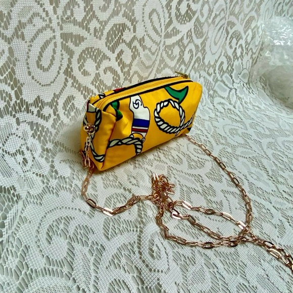 Christian Dior Yellow Abstract Canvas Cosmetic Pouch- Crossbody 6in x 3in x 2in - Picture 7 of 12